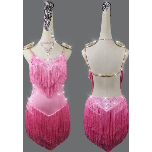 Top Sale Latin Dance Dresses For Women blue purple Club Party Dancer Singer Entertainer Fringe Tassel pink dance Dress