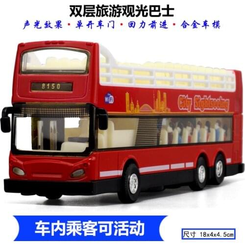 1:50 scale alloy pull back bus model,Double decker bus,Sound and light music cars Toys,free shipping