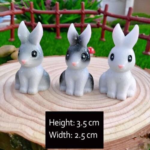 1PC Micro Landscape Ornaments Little White Rabbit Small Ear Rabbit Resin Handicraft Garden Ornaments