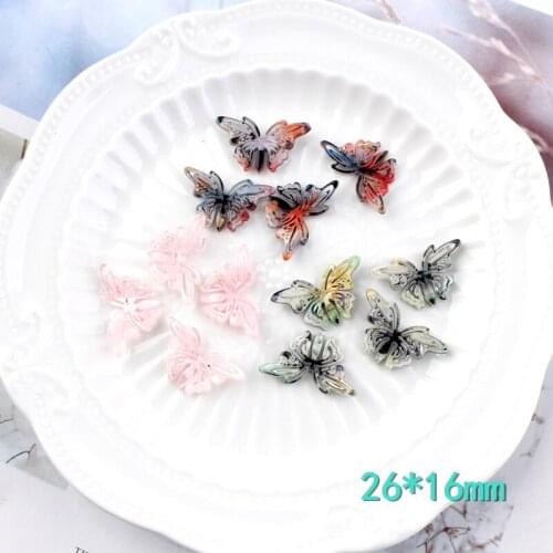 10pcs 26*16MM DIY plastic resin butterfly charms pendants kawaii cabochon ornament craft decoration fashion jewelry making