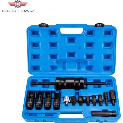 14pc Diesel Engine Injector Common Rail Adaptor Slide Hammer Extractor Removal Puller Tool Set