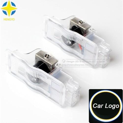 2pcs No Drill Type Wireless Car Door Welcome Light Logo Badge Lights LED Laser Ghost Shadow Projector Lamp for Peugeot