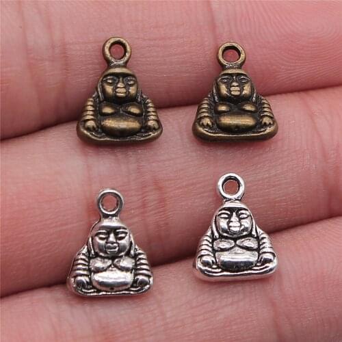 20pcs 2 Colors Antique Bronze Tone 12x10x4mm Buddha Charms Pendant For Jewelry Making Jewelry Findings