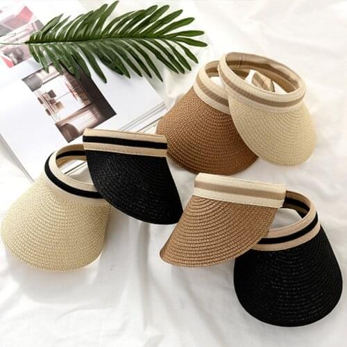 2020 hot sale Summer lady Empty Top Sun Visor Hat Summer straw Wide Brim Sun Caps UV Protection Hat For Men And Women Refreshing