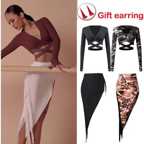 2021 Sexy Latin Dance Costumes Tassel Skirt Practice Clothes Latin Dance Skirts Cha Cha Rumba Latin Performance Clothes SL2905