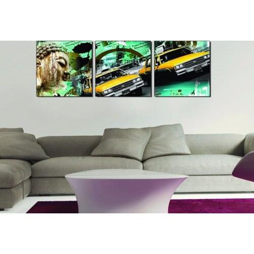 3 pc HD Canvas Printings The Buddhism and Cars Modern Home Wall Decor Canvas Picture Art Print Painting On Canvas Artworks