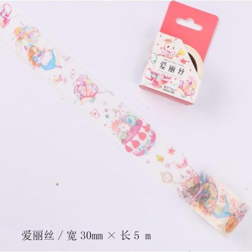 30mm Wide Alice Dream World Fairy Tale Fantasy Decoration Washi Tape DIY Planner Scrapbooking Diary Masking Tape Escolar