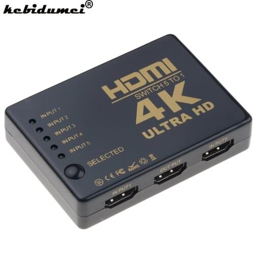 4K*2K HDMI-compatible Switcher HDTV 1080P 5-Port 3-Port input to 1 Switch Selector Hub with IR Remote 3D for PS3 Xbox 360
