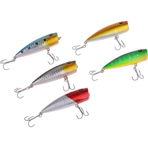 5Pcs Lot Topwater Popper Minnow Fishing Lures Bait Crankbait Tackle 7cm/9g