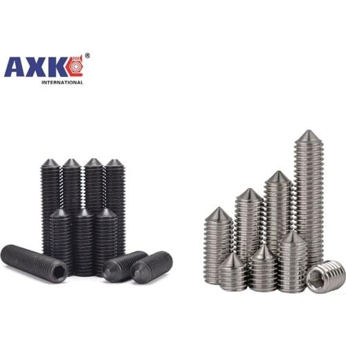 50pcs M2.5 M3 M4 M5 M6 DIN914 304 stainless Black grade 12.9 steel Hex Hexagon Socket Cone Point Grub Set Screw Tapered End Bolt