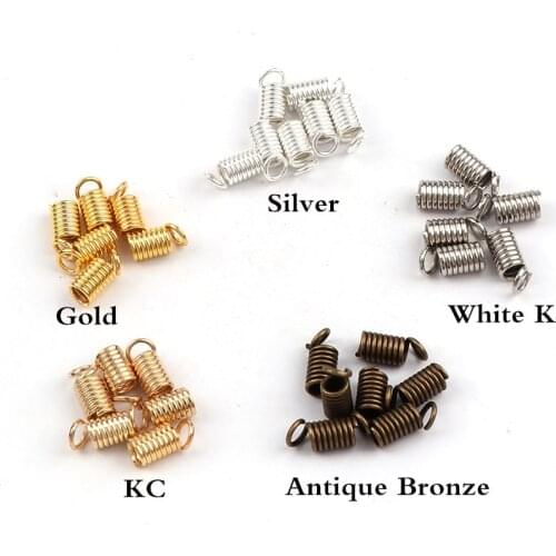 7x3mm Spring Crimp Ends Fastener Coil Cord Crimps End Caps Clasps Extension DIY Necklace Connectors Jewelry Findings