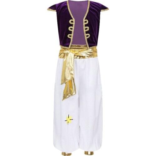 Anime Boys Aladdin Prince Cosplay Set Halloween Carnival Party Prince Costumes for Kids Aladdin and The Magic Lamp Dress Up
