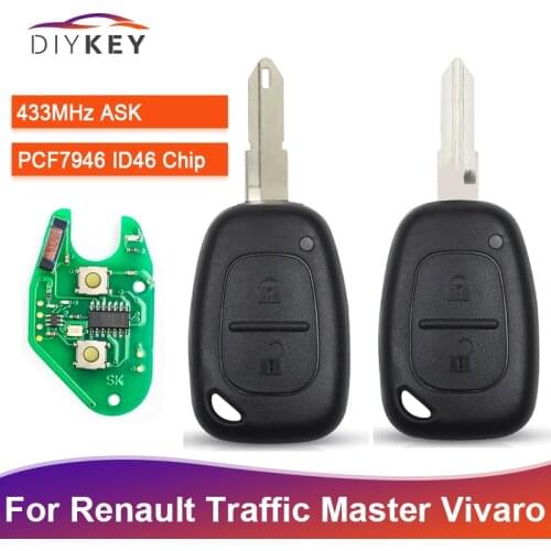 DIYKEY 2 Button Car Remote Key 433MHz ID46 PCF7946 Transmister for Renault Traffic Master Vivaro Movano Kangoo NE73 VAC102 Blade