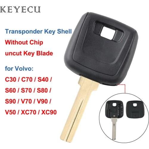 Keyecu Ignition Transponder Key Shell Case Cover Without Chip for Volvo C30 C70 S40 S60 S80 S70 S90 V50 V70 V90 XC70 XC90