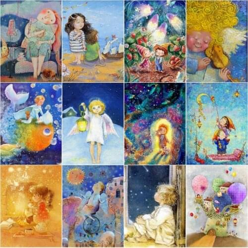Diy Diamond Painting Character Child Childlike Cute Fashion Art Simple Handmade Round Diamond Square Diamond Home Decoration