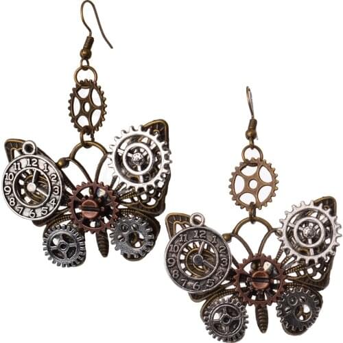 Steampunk Drop Earrings Goth Butterfuly Style Vintage