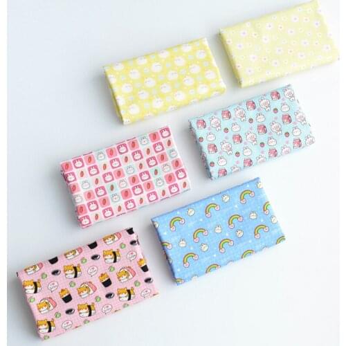 Cotton Cartoon Rabbit Rainbow Chick Animals Muslin Fabric Digital Printing Sewing Dresses DIY Doll Clothes