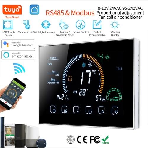 RS485& Modbus RTU Smart Device Central Air Conditioner Thermostat Temperature Controller 3 Speed Fan Coil Unit