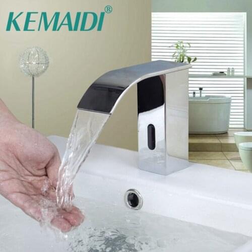 KEMAID Bathroom Faucet Chrome Polished Automatic Faucets Waterfall Mixer Hand Free Bathroom kitchen Washbasin Tap