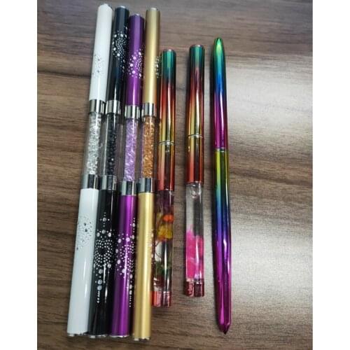 7styles 2-heads Acrylic nail brushes 3D Nail art hair fur nail brush pen for acrylic design builder/UV gel nail polish gel brush