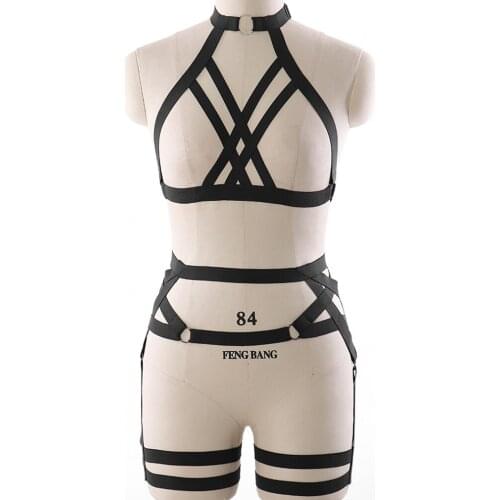 Club Wear Full Body Harness For Women Goth Harness Sexy Body Stockings Bondage Suspenders Belt Harness Cage Bra Erotic Lingerie