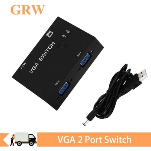 2 port vga switch box vga 2 in 1 out switcher for consoles set-top boxes notebooks projectors computers 2 hosts share 1 display
