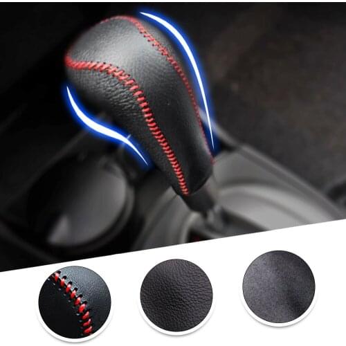 Muchkey Leather Gear Knob Stick Covers AT For Honda FIT 2008 2009 2010 2011 2012 2013 Non-slip Automatic Shifter