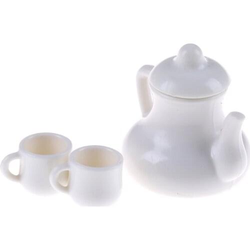 Mugs 1:12 Dolls House Direction Furniture Toys Plactic Coffee Tea Cups Dollhouse Accessory White Miniature Cups & Pot Set