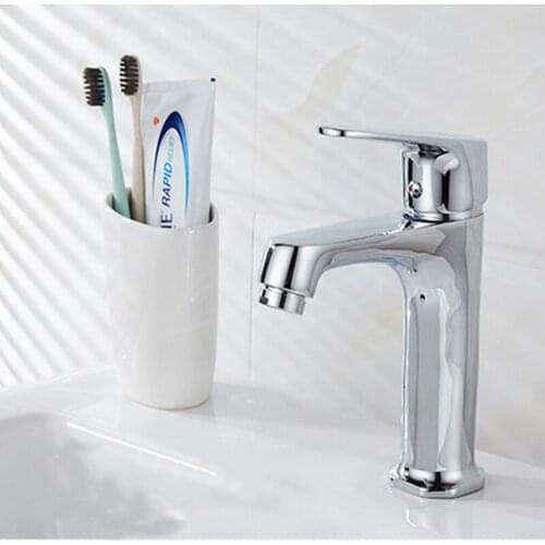 LIUYUE Basin Faucets Brass Chrome Bathroom Modern Basin Mixer Faucet Deck Mounted Hot Cold Water Crane Mixer Taps Torneira