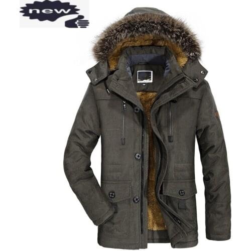 Winter Mens Warm Lining Parka Fur Collar Hoody Mid Long Jacket Plus Size 7XL Windbreaker Overcoat Safari Style Man Parkas
