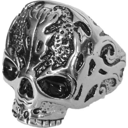 European and American rock punk exaggerated retro skull titanium steel mens ring ghost head