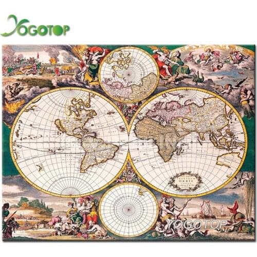 5d Diy Diamond Painting Kit Full Drill Square Diamond Art Embroidery world map Home Decor Accessories landscape YY1669