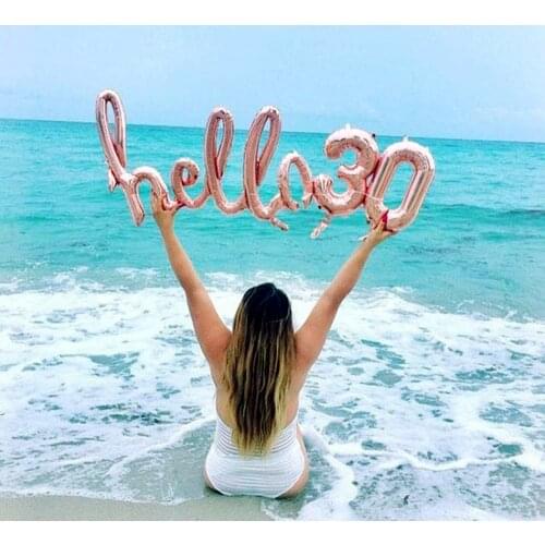 Rose Gold Hello 30 Baby Balloons Baby Shower 10/13/15/21/25th 30th Birthday Party Decor 21 30 number Balls Inflatable Air Globos