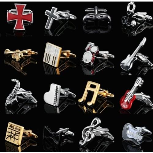 New fashion mens French shirt Cufflinks high quality brass cross Music Series Cufflinks wholesale / retail