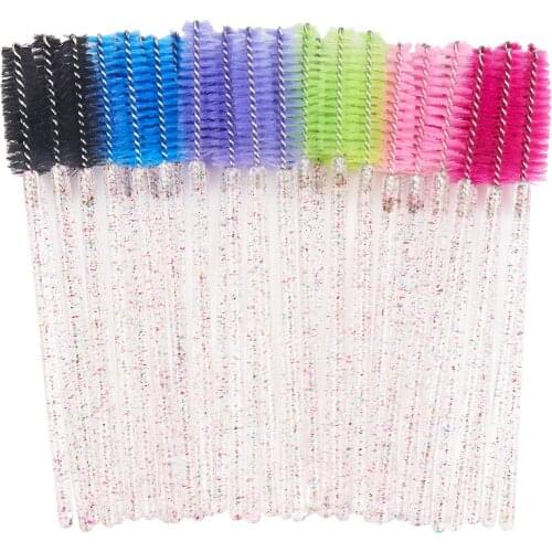 50 Pcs Disposable Eyelash Brush Eye Lash Makeup Brushes Crystal Mascara Wands Eyebrow Brush Eyelash Extension Cosmetic Tools