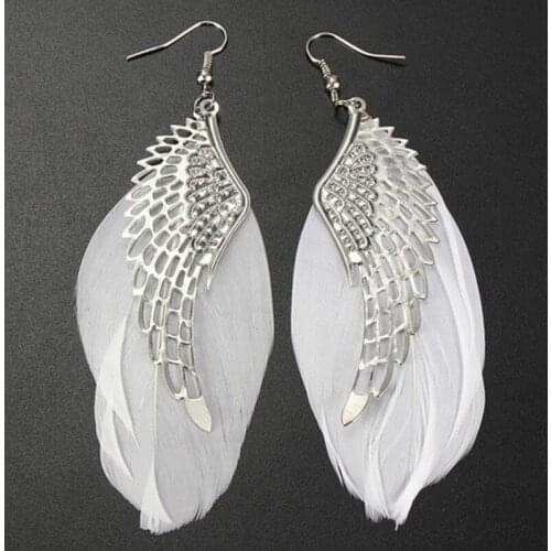 Fashion Angel Wings Earrings For Female Ear Charm Feather Stud Earrings Paired Pendant Tassel Statement Earrings Vintage Jewelry
