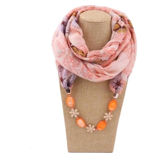 RUNMEIFA Luxury Brand Acrylic Jewelry Pendant Necklace Cotton Scarf For Women Shell Style Bullet Alloy Hijab Female Accessories