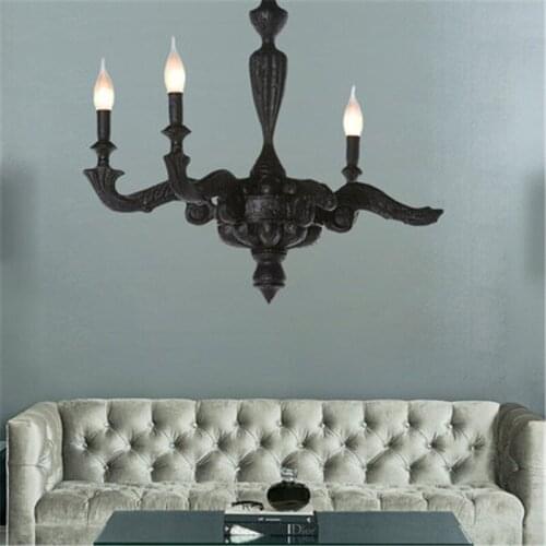 Post-modern Design Led Black Resin Chandeliers Nordic Living Room Led Chandelier Lighting Vintage LOFT Home Decor Hanging Lamp