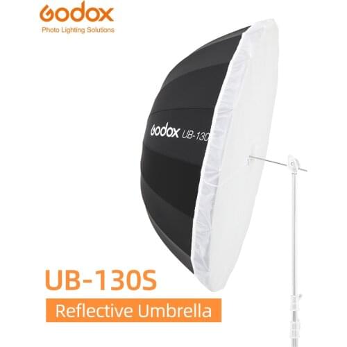 Godox UB-130S 51 inch 130cm Parabolic Black Reflective Umbrella Studio Light Umbrella with Black Silver Diffuser Cover Cloth