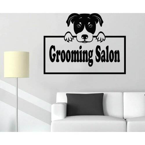 Vinyl Wall Decal House Pet Animal Dog Head Grooming Salon Stickers Mural Removable Posters Sign Home Interior Decor P263