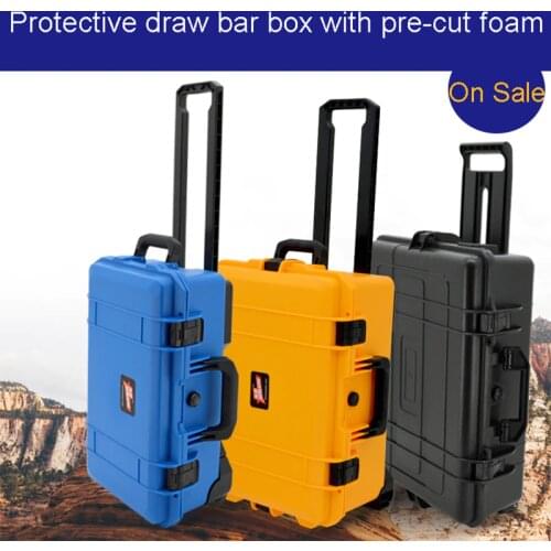 Waterproof trolley case toolbox waterproof tool case Protective Camera Case equipment box with pre-cut foam shipping free