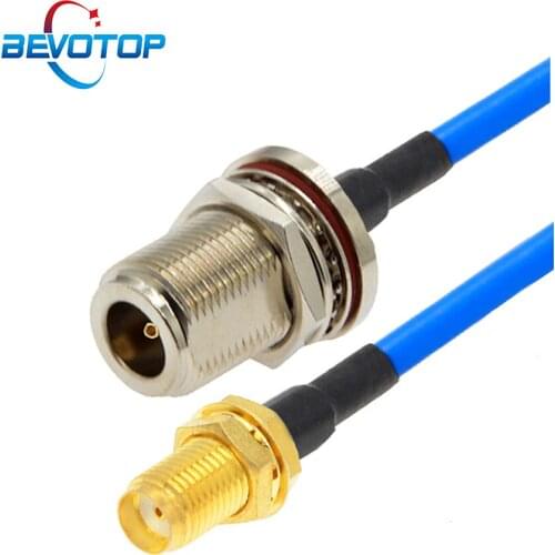 Waterproof Bulkhead N Female to SMA Female Jack Semi-Flexible RG402 Cable 50 Ohm Pigtail RF Jumper Radio Antenna Extension Cord