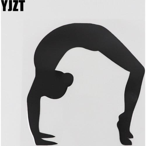 YJZT 11.8CMX12.5CM Gymnastic Girl Sport Silhouette Vinyl Car Sticker Black/Silver 8A-0804