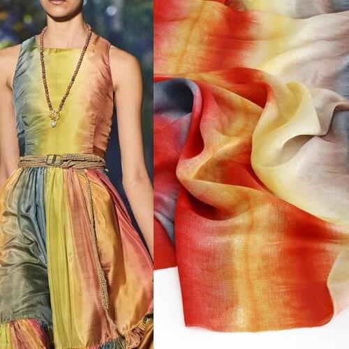 145cm Width Rainbow Gradient Color Printed Chiffon Fabric For Woman Girl Summer Long Dress Blouse Silk scarf DIY Sewing