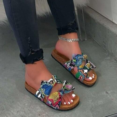 ADBOOV Women Sandals Butterfly-knot Slip On Flat Outdoor Plus Large Size Ladies Beach Sandals Shoes