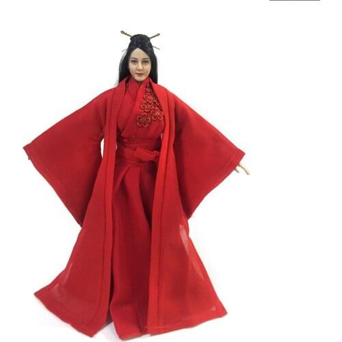 1/6 Ancient costumes of female soldiers red palace costumes and hanfu long skirts suitable for TBL coated body