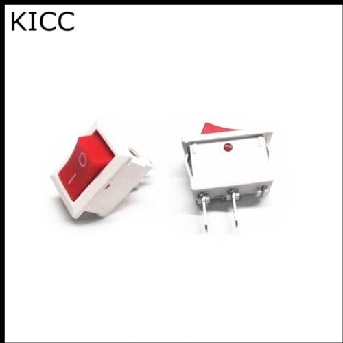 15*21MM Rocker Switch White-RED KCD1-101 2Pin 2File Seesaw switch 6A250V 10A125V Power switch 5Pcs