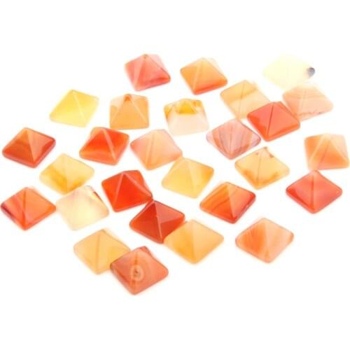 2 Pcs Natural Stone Cabochon Bead Necklace Accessories Tetrahedral Cone Nonporous Crystal Agates Charm For Jewelry Making Ring