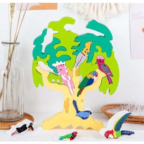 3D Jigsaw Bird Tree Puzzle DIY Intelligence Development Toys Cognize Educational Toys For Children Montessori Toys