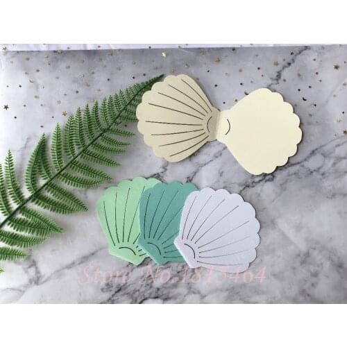 50pcs Shell folded Card Valentine Gift Card Laser cut DIY tag wish cards Message Card Activity Invitation Decoration
